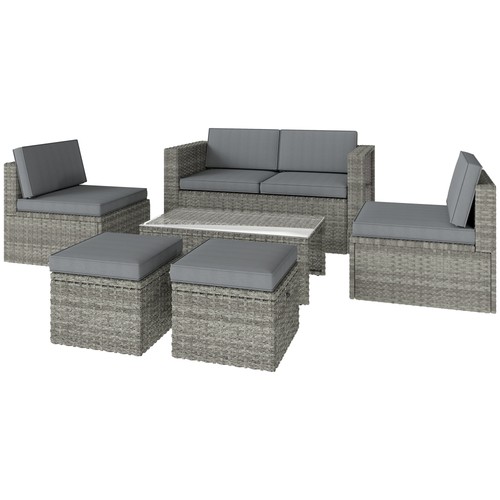 Outsunny set giardino rattan - rattan, 6