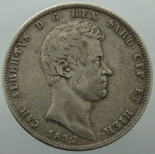 5 Lire 1832 Regno di Sardegna