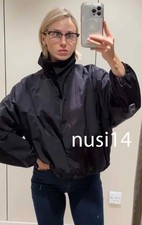 MASSIMO DUTTI NUOVO DONNA Bomber collo alto puff jacket NERO S,M,L 6734/726