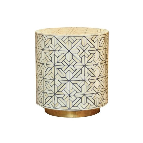 Bone inlay panca pouf - bone,