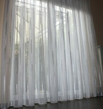 NUOVE tende moderne e di alta qualità tessuto voile nastro di piombo bianco/argento PRODOTTO AL METRO