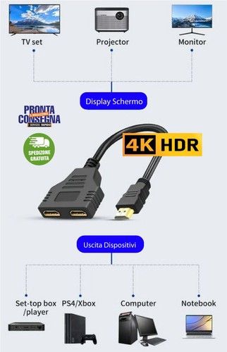 Cavo switch hdmi 1080p porte - cavo,