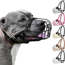 Pitbull - Museruola per Cani Con Maschera in Metallo, Cestino in Filo Metallico,