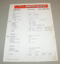 Scheda tecnica / valori di regolazione Moto Guzzi 1000 SP - stato 1984