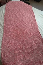 Centrotavola Runner in Filet 230x88 cm A Mano Cotone Pregiato Rosso Sfumato