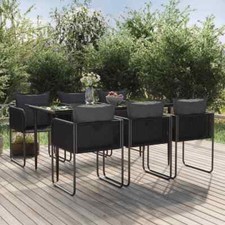 vidaXL Set da Pranzo da Giardino 7 pz Nero