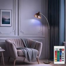 Piantana Lampada ad Arco da Soggiorno Telecomando Regolatore Oro RGB LED H 155cm