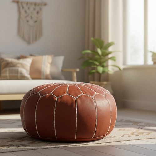 Copri pouf rotondo - , marrone