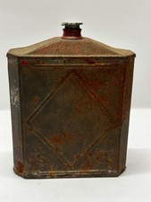 Antica latta vuota per polvere da sparo - fiaschetta per polvere in metallo rossa S-R