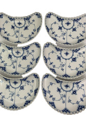 SET 6 PIATTI INSALATA MEZZALUNA ROYAL COPENHAGEN BLU SCANALATO PIZZO COMPLETO 1173 1°Q 8,5"