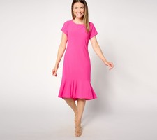 Dennis Basso Vestito Donna Tg M Maglia Caviale Con Balza Rosa A647100