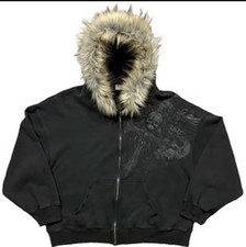 Felpa Con Zip  Y2K unisex zipper Spessa jacket Faux Fur Collar  Opium Avantgarde