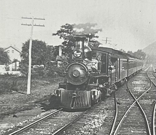 American railway steam - railway.,