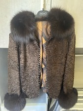 Giacca Con Pelliccia volpe  Made In Italy Marrone Strass Donna