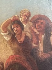 Antico dipinto olio domenica