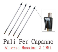4 Pali per Capanno da Caccia Asta Palo Paletto Picchetti per Telo TP
