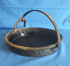 Antico Tegame Friggitrice Risottiera Da Camino Manico Arco Rame Stagnato