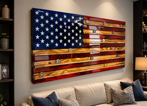 Bandiera americana legno - americana, in