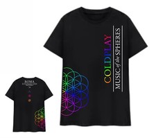 T-shirt COLDPLAY concerto ROMA MUSIC OF SPHERES musica italia WORD