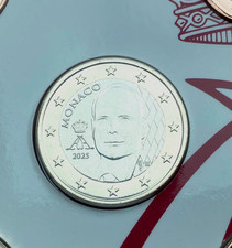 1 + 2 euro MONACO 2025 UNC de rouleau nouvelle face