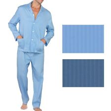 PIER MORI'S PIGIAMA CLASSICO UOMO LUNGO APERTO DAVANTI RIGHE RASO COTONE