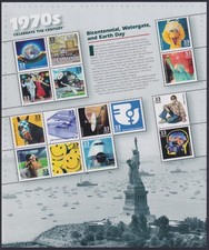 F-EX32432 US USA MNH 1998 MILENIUM SHEET 1970 DISCO MUSICA CINEMA FILM MEDICINA