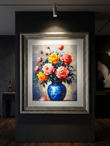 Dipinto olio floreale - , vintage