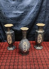 Trio Antichi Vasi Olandesi Porcellana Primi 900 Stile Petrus Regout Leggi Bene