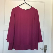 Blusa in chiffon viola Primark taglia 8 manica 3/4 girocollo leggera