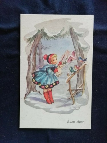 Cartolina buon anno bambina - buon,