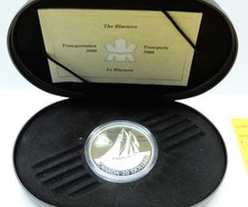 MONETA/ONCIA ARGENTO CANADA, 20 DOLLARI 2000 "TRASPORTI" PROOF OLOGRAMMA + CONF.