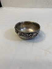 Antico Porta Sale In Argento Placcato Con Rilievo Uva Foglie Vintage Contenitore