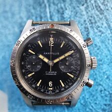 Orologio Uomo Cronografo Vintage Raro Diver's Amaryllis Stile Militare revisi...