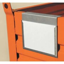 Porta etichetta per contenitori in lamiera, cassoni in metallo, pallet 