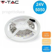 V-TAC STRISCIA LED 5050 24V MONOCOLORE 60 LED METRO BOBINA DA 5 METRI  10W AL MT