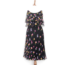 Abito vintage in chiffon con tulipani taglia S