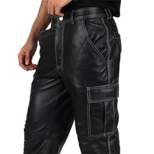 Pantalone uomo nero vera pelle
