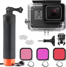 Custodia subacquea con lenti e bastone galleggiante per Go Pro Hero 7/6/5/2018
