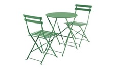 Tavolino da Giardino in Metallo + 2 Sedie Verde Bistrot Marsiglia VivaGarden