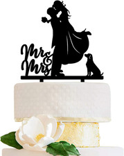 Cake Topper Matrimonio Sposo E Sposa Bacio Con Cane Topper Torta Matrimoniale De