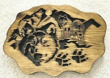 Targa lupo in legno sega a