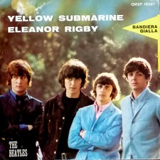THE  BEATLES 7" YELLOW SUBMARINE -  Cover YELLOW FLAG ITALY 1966 - ELEANOR RIGBY