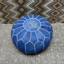 Pouf marocchino blu fatto a mano: cuscino da pavimento ottomano boho chic arredamento casa