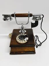 TELEFONO FISSO  IN LEGNO ANNI 70 A FILO CON ROTELLA PRESA SIP  3 INNESTI VINTAGE