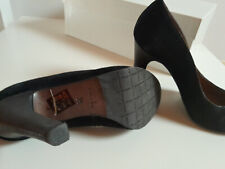 scarpe donna vero cuoio décolleté nere scamosciate - 35 - tacco 9/10 cm - usate 