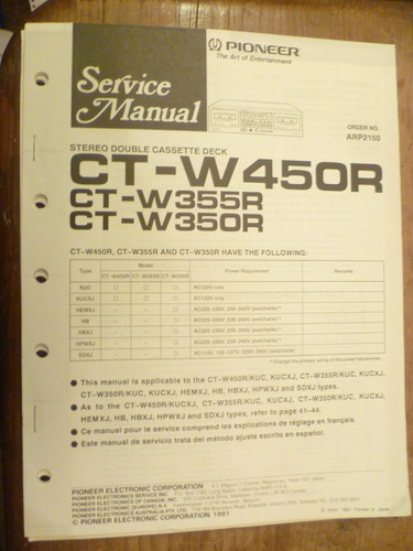 Pioneer w450r ct - ct-w450r,, ct-w355r