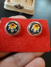 ORECCHINI  MICRO MOSAICO MICROMOSAICO  1950/ 60 ANTICA ITALIY VINTAGE 
