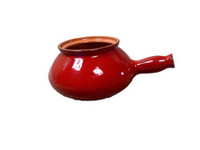 Zuppiera pentola in gres rosso terracotta pirale con manico smalto italiano