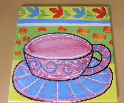 Piattino tazza maiolica - e,