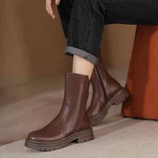 Stivali Scarpe Anfibi Donna Comodi Bassi Marrone Dopo Sci Pelle Sintetica 39783